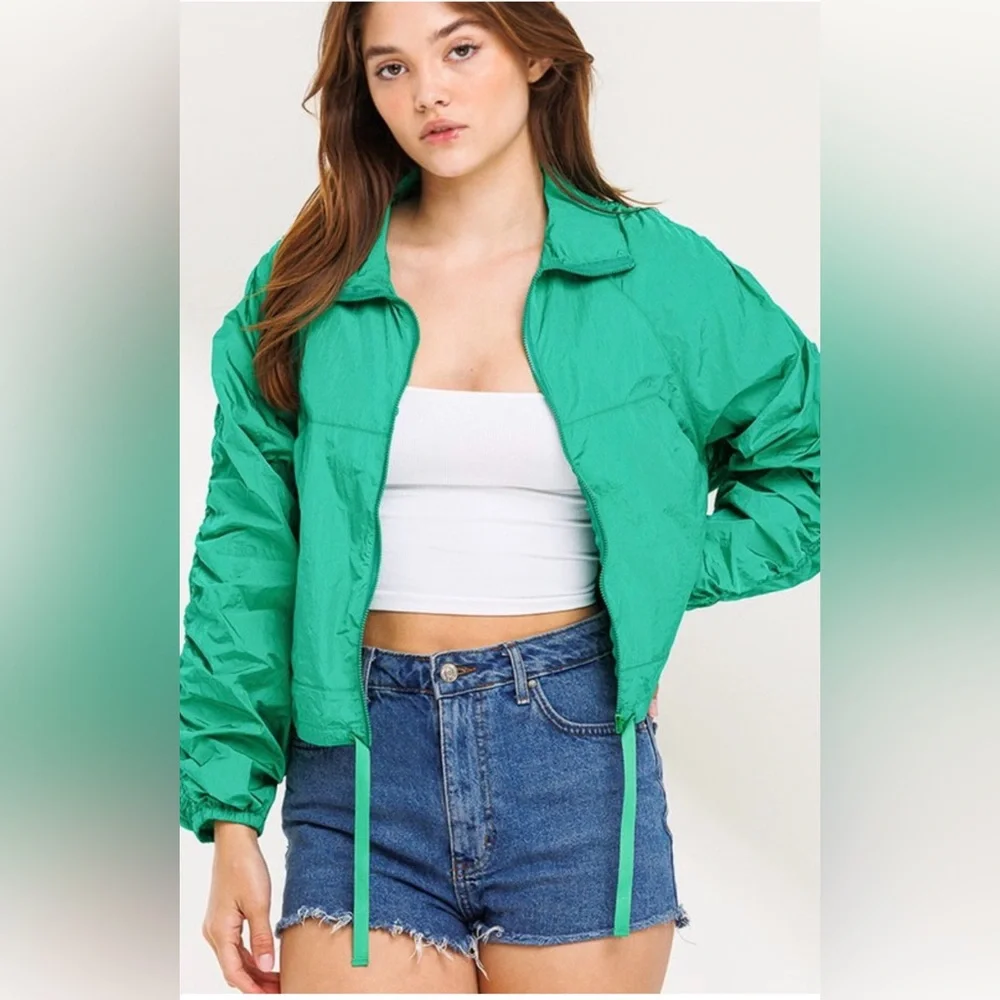 Women's Green Windbreaker Jacket - Picture 9 of 9